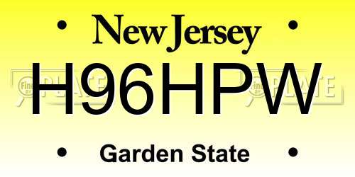 H96HPW New Jersey License Plate