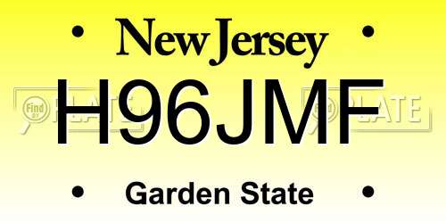H96JMF New Jersey License Plate