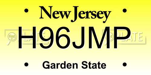 H96JMP New Jersey License Plate