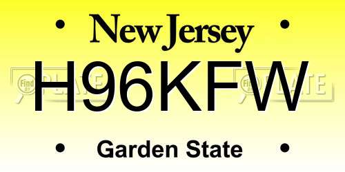 H96KFW New Jersey License Plate