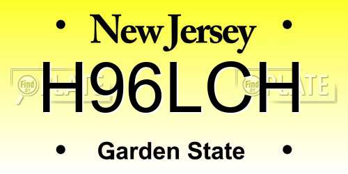 H96LCH New Jersey License Plate