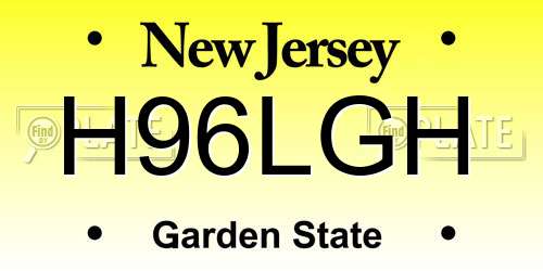 H96LGH New Jersey License Plate