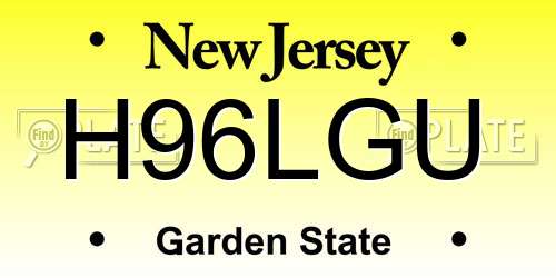 H96LGU New Jersey License Plate