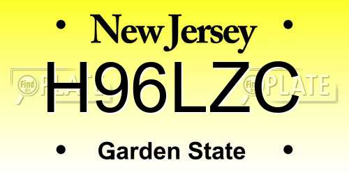 H96LZC New Jersey License Plate