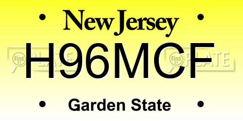 H96MCF New Jersey License Plate