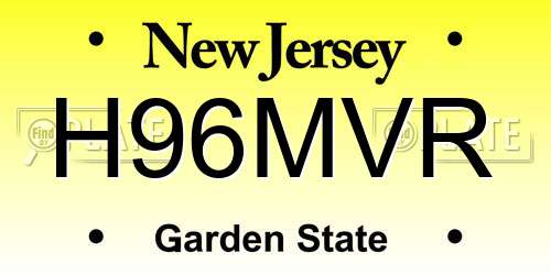 H96MVR New Jersey License Plate