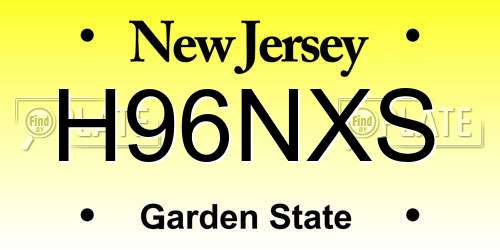 H96NXS New Jersey License Plate