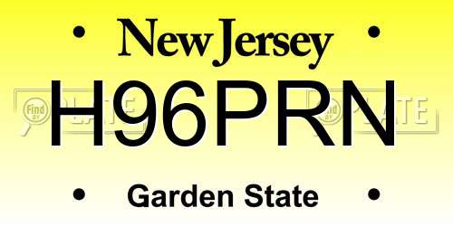 H96PRN New Jersey License Plate