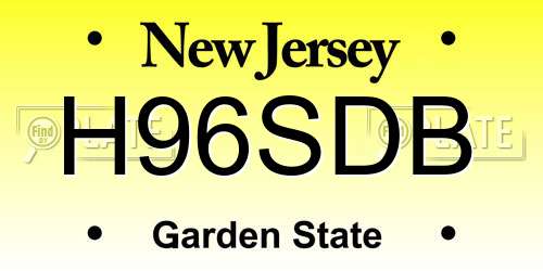 H96SDB New Jersey License Plate