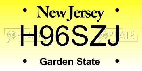 H96SZJ New Jersey License Plate