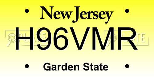 H96VMR New Jersey License Plate