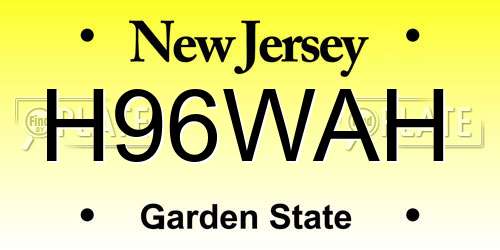 H96WAH New Jersey License Plate