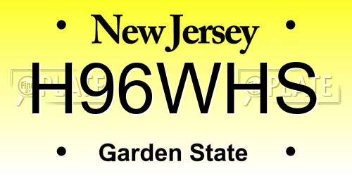 H96WHS New Jersey License Plate