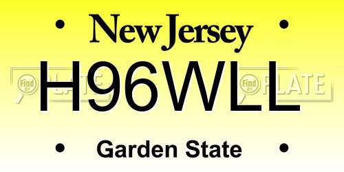 H96WLL New Jersey License Plate