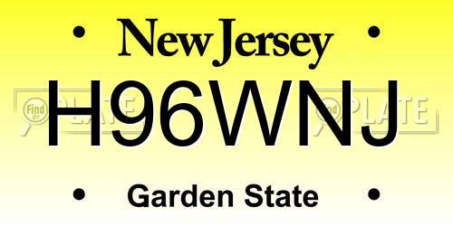 H96WNJ New Jersey License Plate