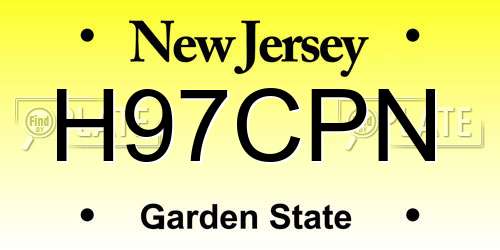 H97CPN New Jersey License Plate