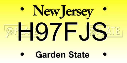 H97FJS New Jersey License Plate