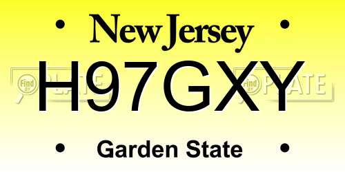 H97GXY New Jersey License Plate
