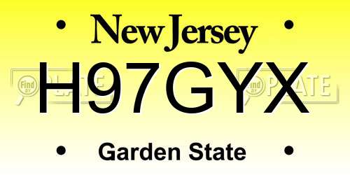H97GYX New Jersey License Plate