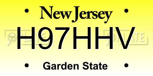 H97HHV New Jersey License Plate
