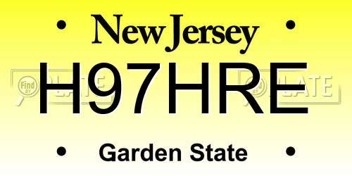 H97HRE New Jersey License Plate