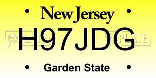 H97JDG New Jersey License Plate