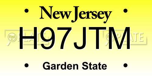 H97JTM New Jersey License Plate