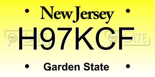 H97KCF New Jersey License Plate
