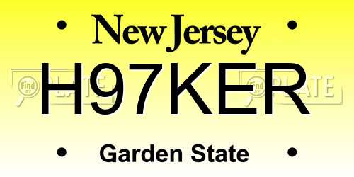 H97KER New Jersey License Plate