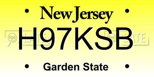 H97KSB New Jersey License Plate
