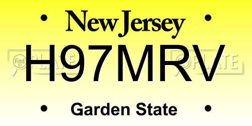 H97MRV New Jersey License Plate