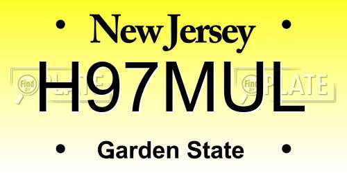 H97MUL New Jersey License Plate
