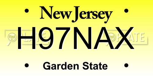 H97NAX New Jersey License Plate