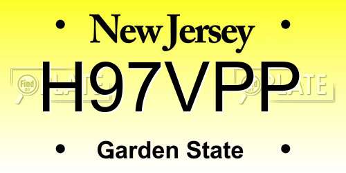 H97VPP New Jersey License Plate