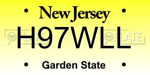 H97WLL New Jersey License Plate