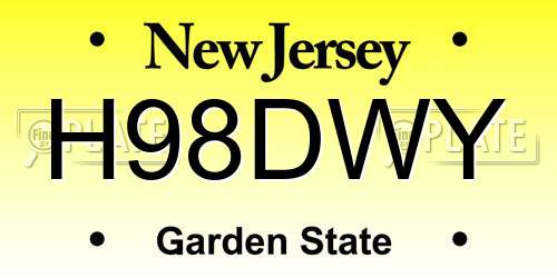H98DWY New Jersey License Plate