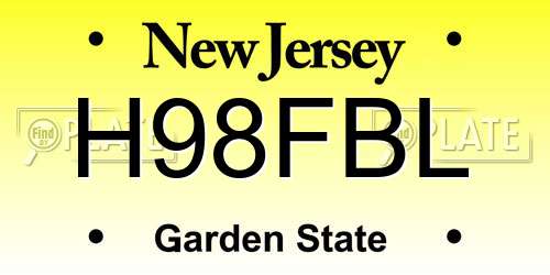 H98FBL New Jersey License Plate