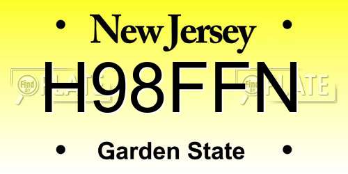 H98FFN New Jersey License Plate