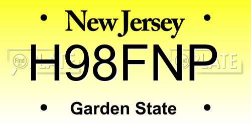 H98FNP New Jersey License Plate
