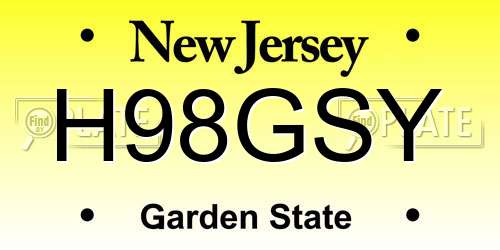 H98GSY New Jersey License Plate