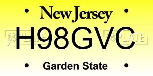 H98GVC New Jersey License Plate