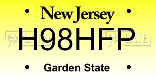 H98HFP New Jersey License Plate