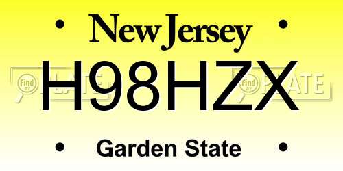 H98HZX New Jersey License Plate