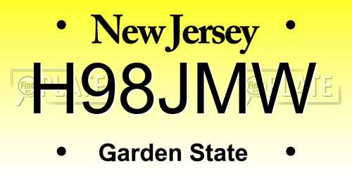 H98JMW New Jersey License Plate