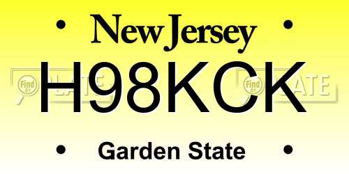 H98KCK New Jersey License Plate