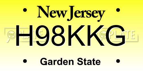 H98KKG New Jersey License Plate