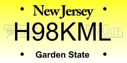H98KML New Jersey License Plate
