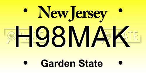 H98MAK New Jersey License Plate