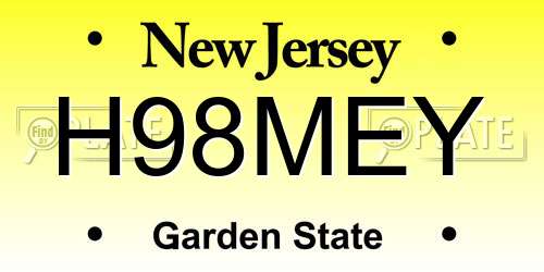 H98MEY New Jersey License Plate