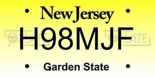 H98MJF New Jersey License Plate